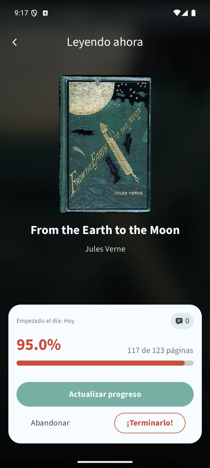 Rediseño de la pantalla de lectura actual